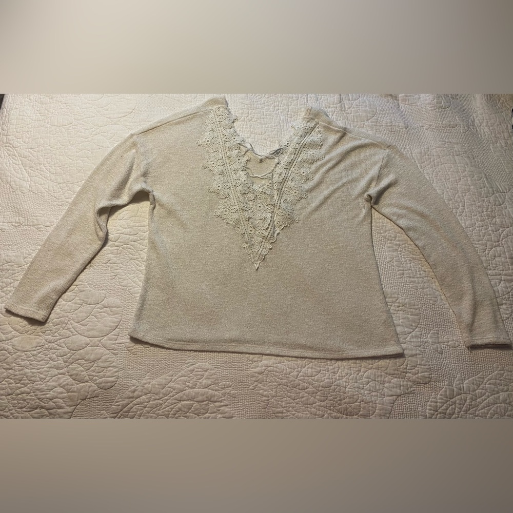 A Moa Mos sweater, size L, color white, lightweight a little see-through